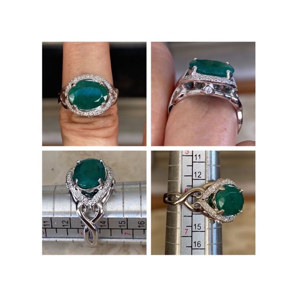 18K Natural 3.18 Carat Emerald & Diamond Ring  $8,848 Replacement Value